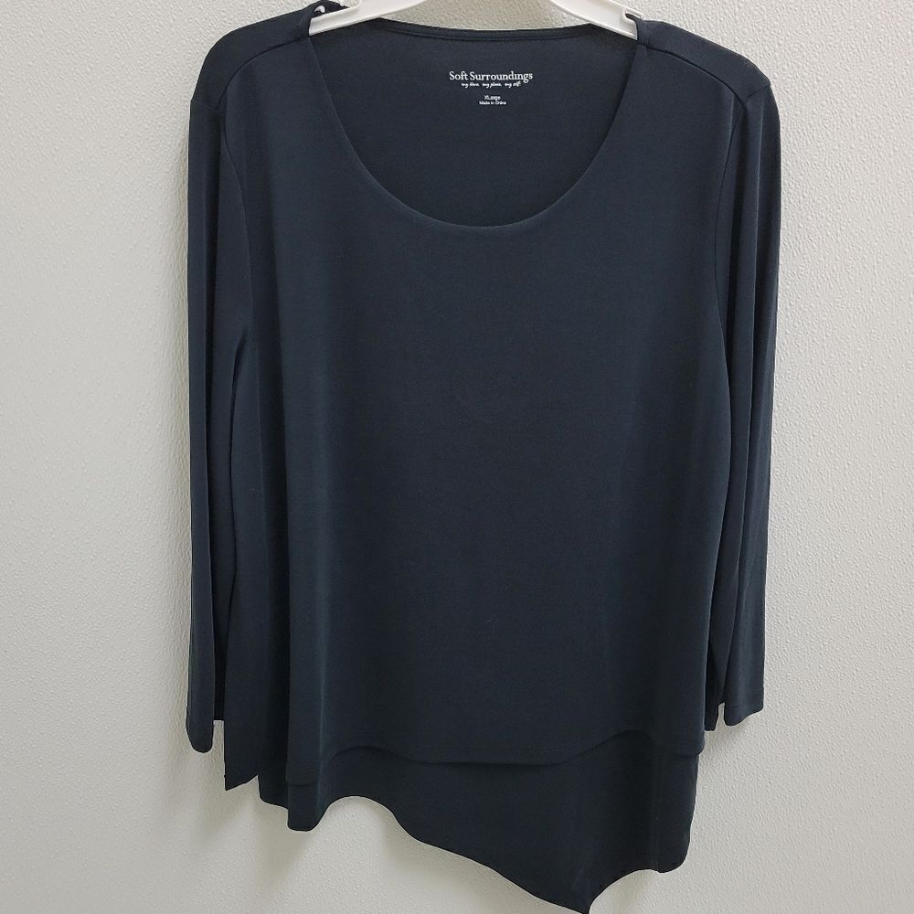 Soft Surroundings Larsa Asymmetrical Tunic in Black Size XL NWT